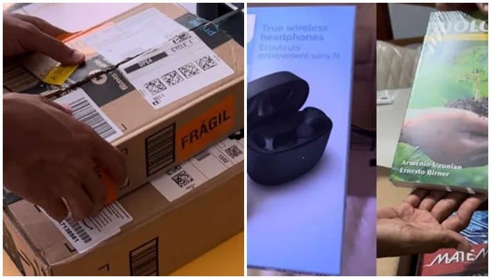 Corretor compra iPhone na internet e recebe pacote com livros