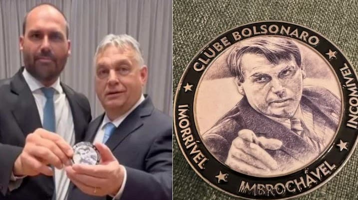 Eduardo Bolsonaro entrega medalha de ‘imbrochável’ para primeiro-ministro
