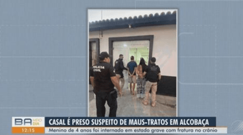 Casal é preso suspeito de espancar criança de 4 anos na Bahia; menino está internado em estado grave