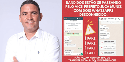 Alerta: Golpes no WhatsApp se passando pelo Vice-Prefeito de Ibirataia, Juca Muniz
