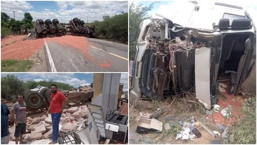 Carreta carregada de soja colide com caminhão baú e deixa BR-030
