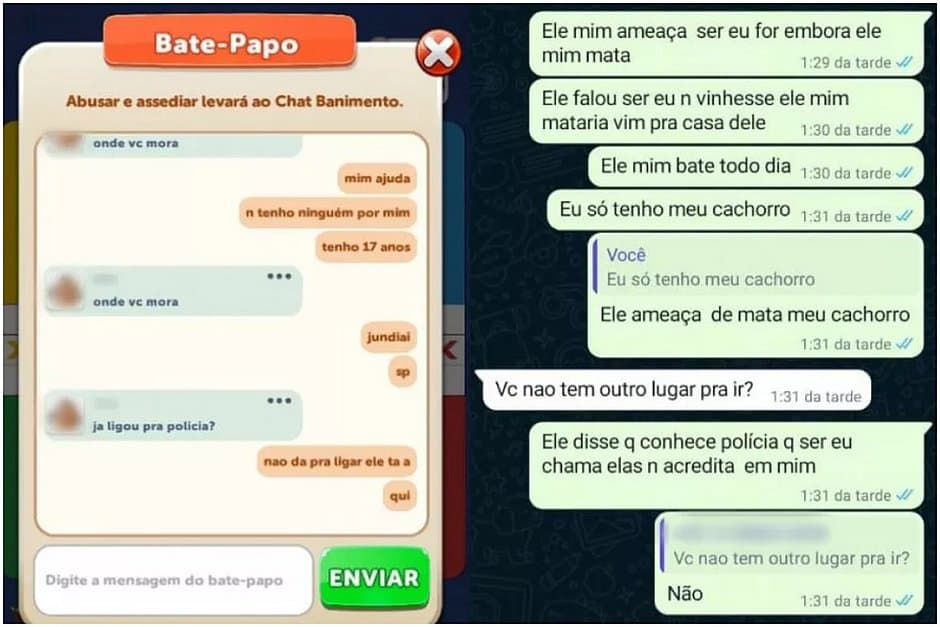 Adolescente usa chat de jogo para pedir socorro após ser agredida por namorado