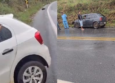 Dois carros se envolvem em acidente na BR-330, entre Jitaúna e entroncamento de Itagi