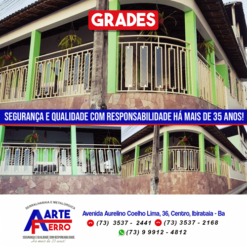Gradeamentos, escadas, estruturas metálicas, vidraçaria, dentre outros serviços é na SERRALHARIA E METALÚRGICA ARTE FERRO