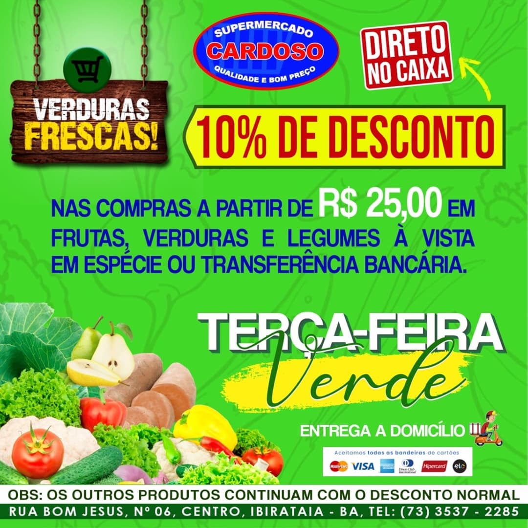 Terça-feira Verde é no Supermercado Cardoso