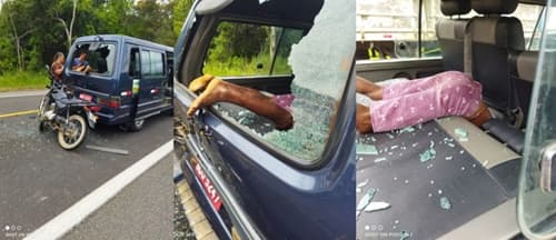 Motociclista vai parar dentro de carro em acidente na BR-101, em Pres. Tanc. Neves