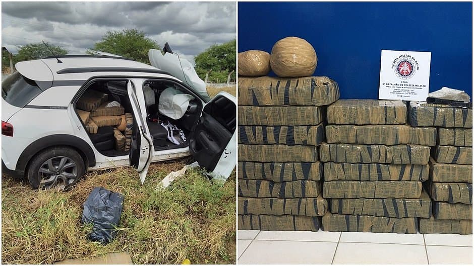 Polícia apreende mais de 247 quilos de maconha dentro de carro na Bahia