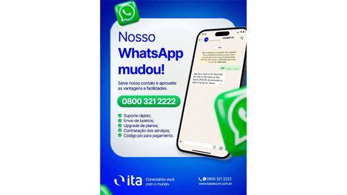 Ita Telecom divulga novo número de WhatsApp para atendimento ao cliente