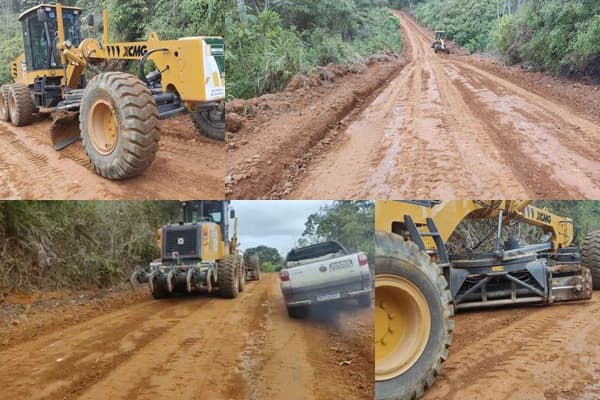 Prefeitura de Ibirataia faz patrolamento e encascalhamento neste domingo, 11, na região da Santa Rita; vídeo