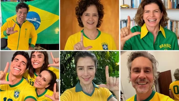 Eleitores promovem campanha nas redes com camisa da Seleção e gesto de Lula